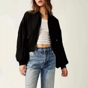 New Without Tags Free People On Pointe Bomber Jacket In Black Size Small